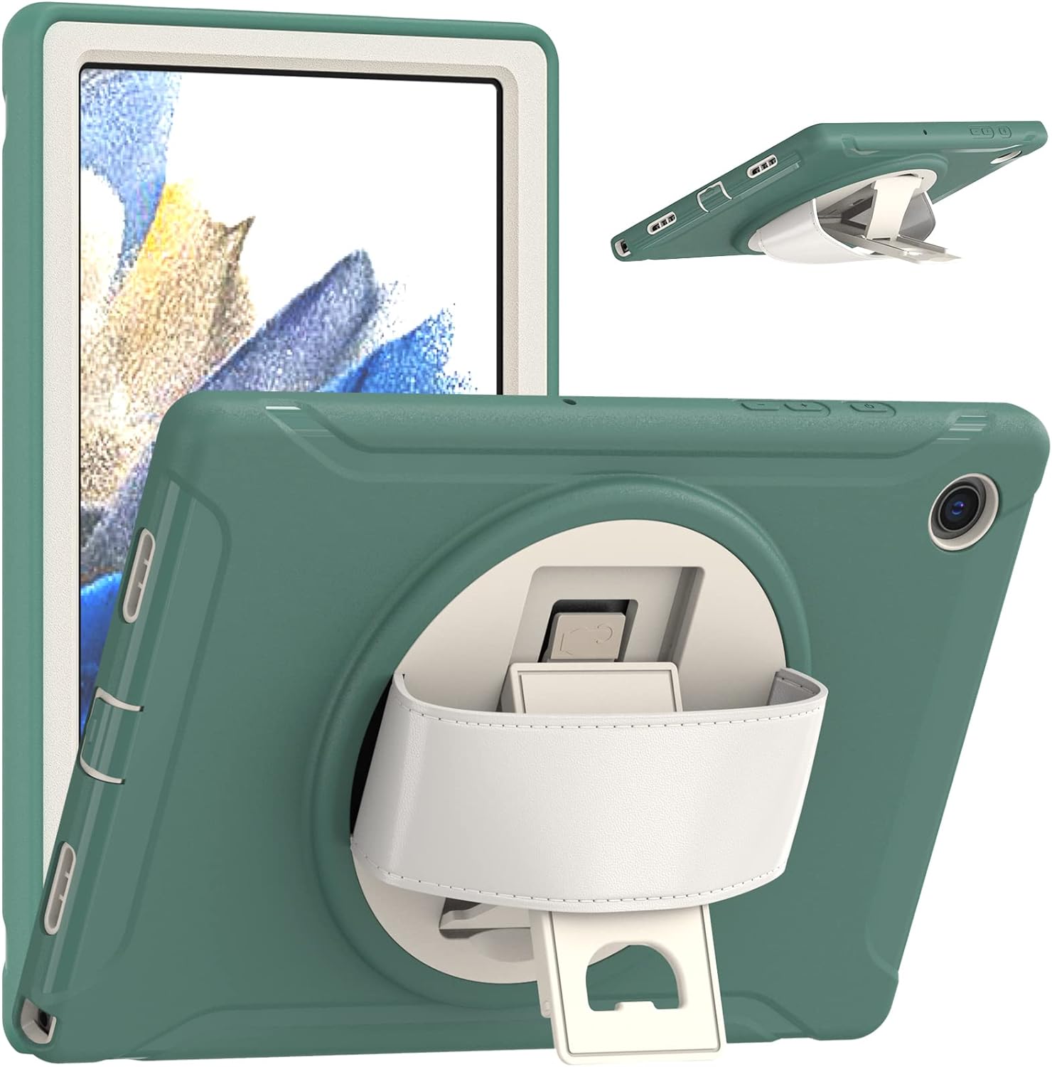 Étui robuste pour tablette avec béquille Defender et dragonne pour Samsung Tab A7 Lite 8,7 Étui robuste pour tablette avec béquille Defender et dragonne pour Samsung Tab A7 Lite 8,7